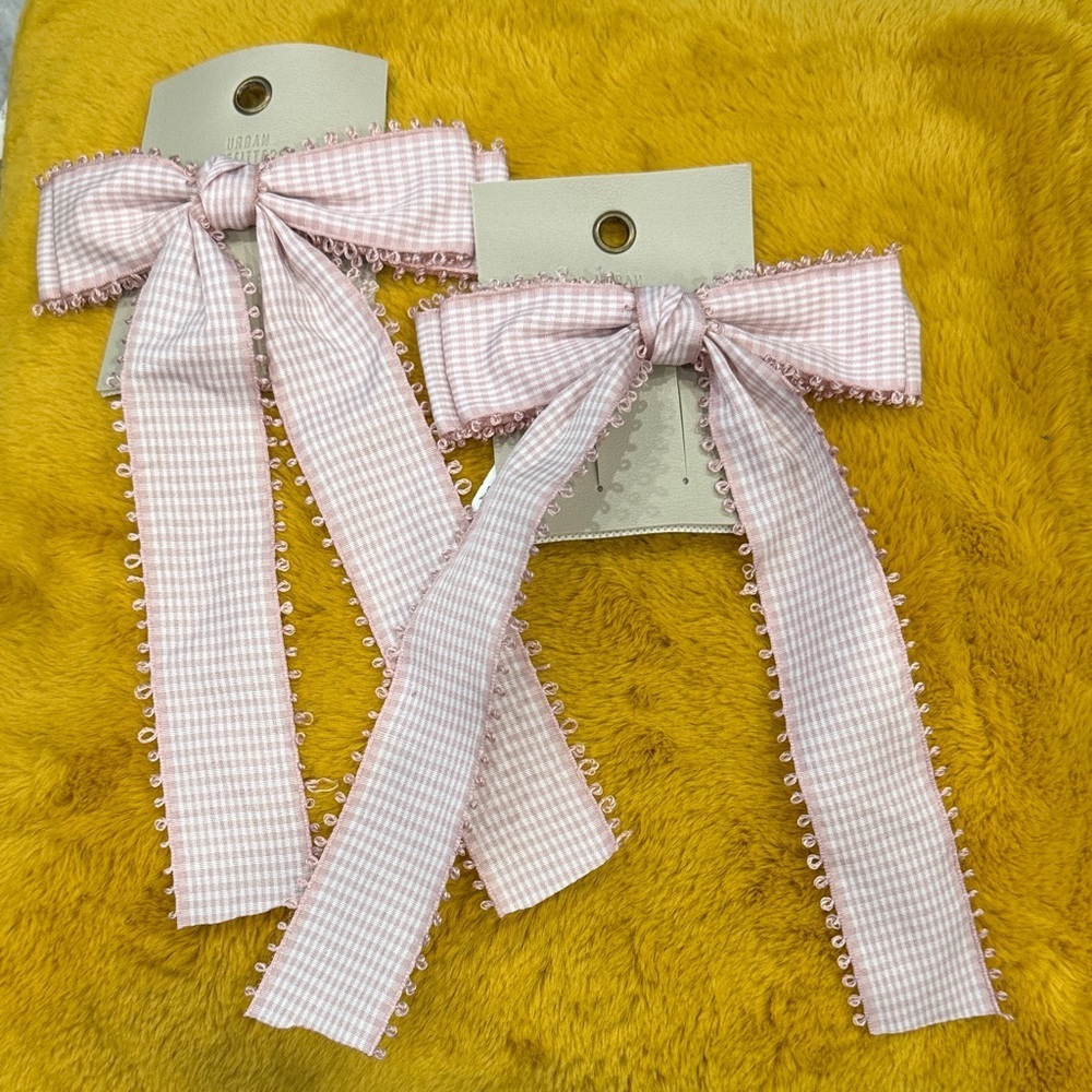 Urban Outfitters - Pink Gingham Hair Bows (buy 1, 1 free). Getting 1 pair